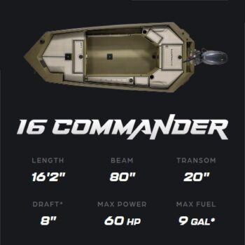 Avid Boats Avid 16 Commander Aluminum Tiller Handle Duck Boat for Sale 2